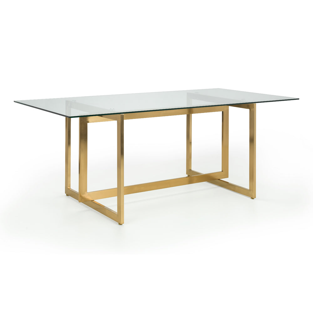 Olivias Milan Dining Table In Glass Gold