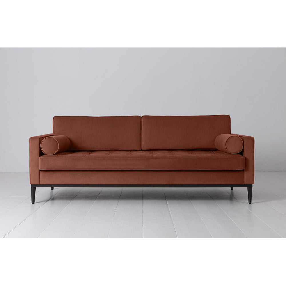 Swyft Model 02 Velvet 3 Seater Sofa In Brick