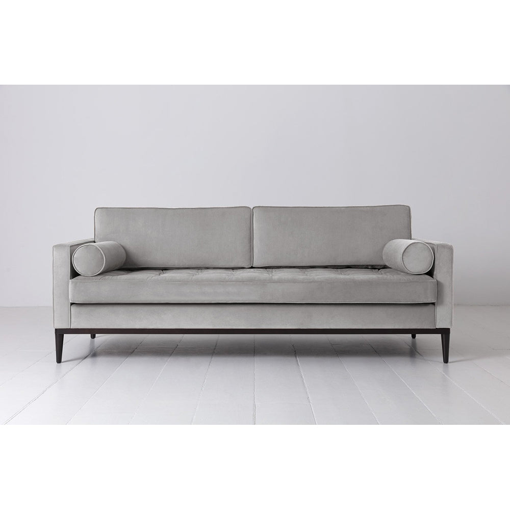 Swyft Model 02 Velvet 3 Seater Sofa In Light Grey