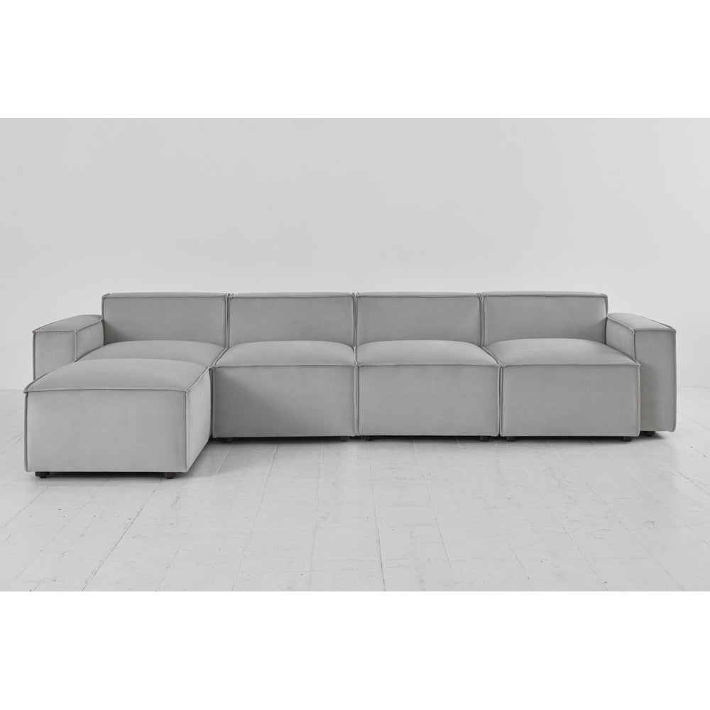 Swyft Model 03 Velvet Configuration 6 Sofa In Light Grey