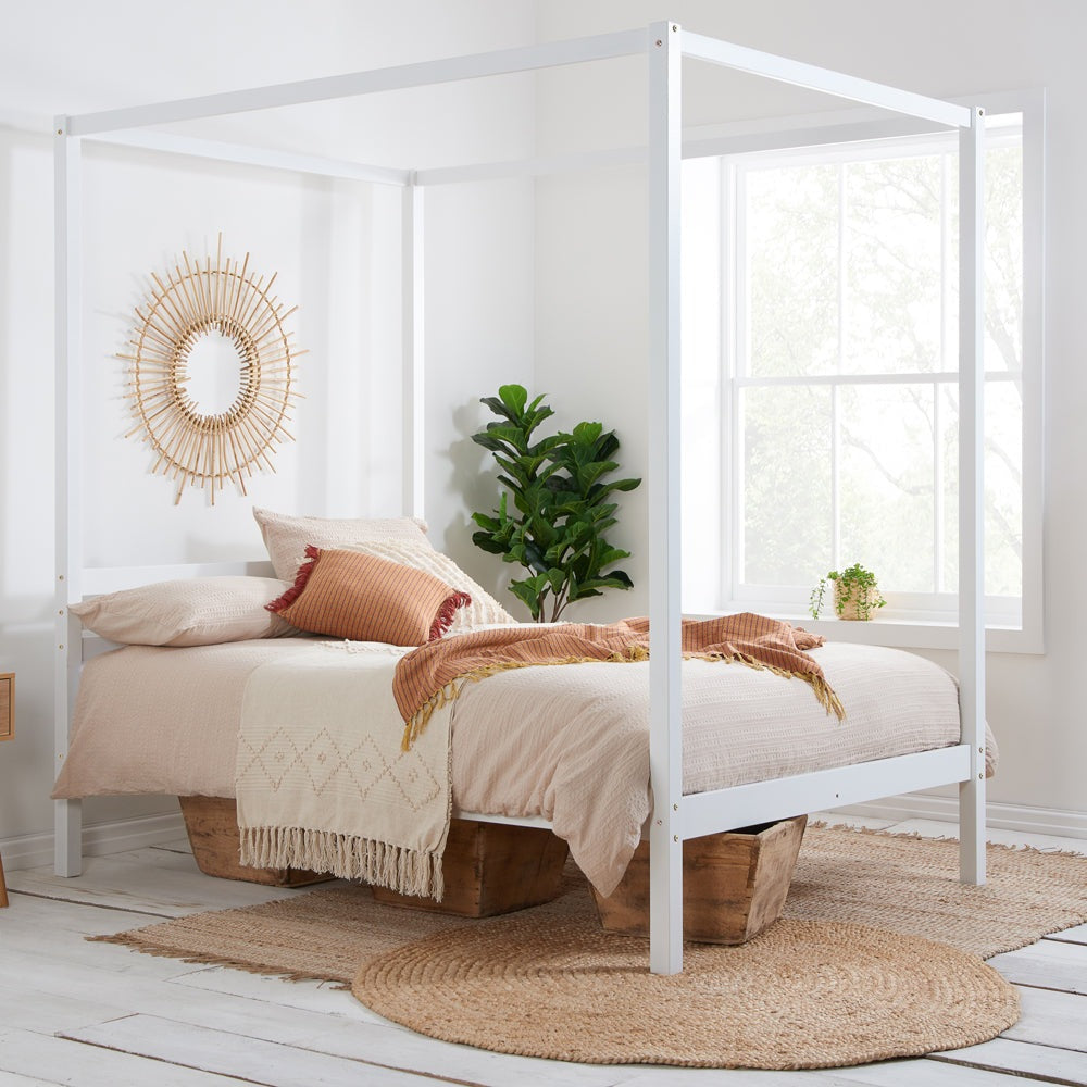 Product photograph of Olivia S Melody Four Poster Bed In White Kingsize from Olivia's