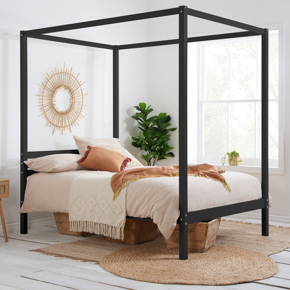 Olivias Melody Four Poster Bed In Black Double