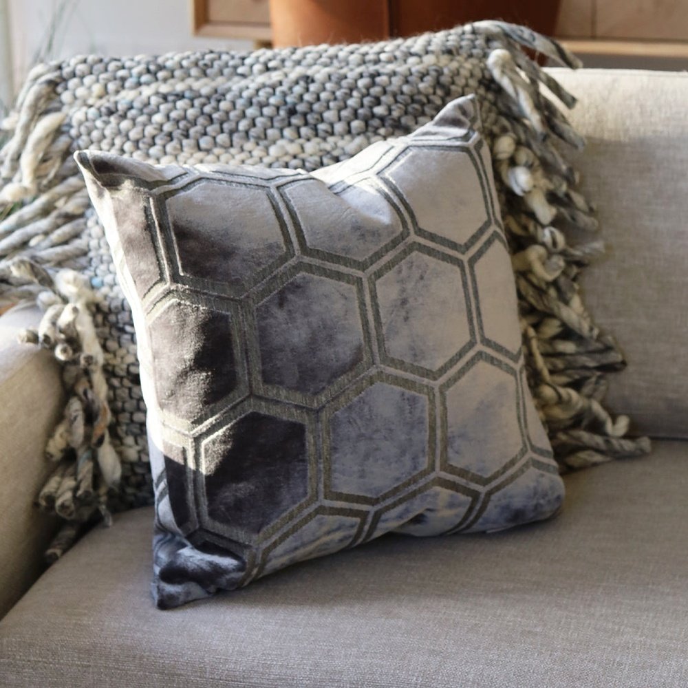 Product photograph of Malini Ivor Cushion Slate Small from Olivia's.