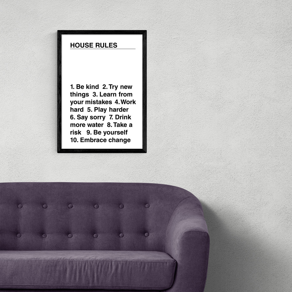 Product photograph of House Rules By The Native State - A3 Black Framed Art Print from Olivia's