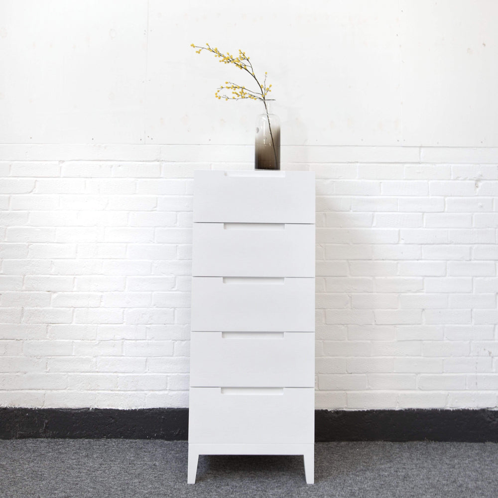 Product photograph of Twenty10 Designs Orchid Narrow White Chest Of Drawers from Olivia's.