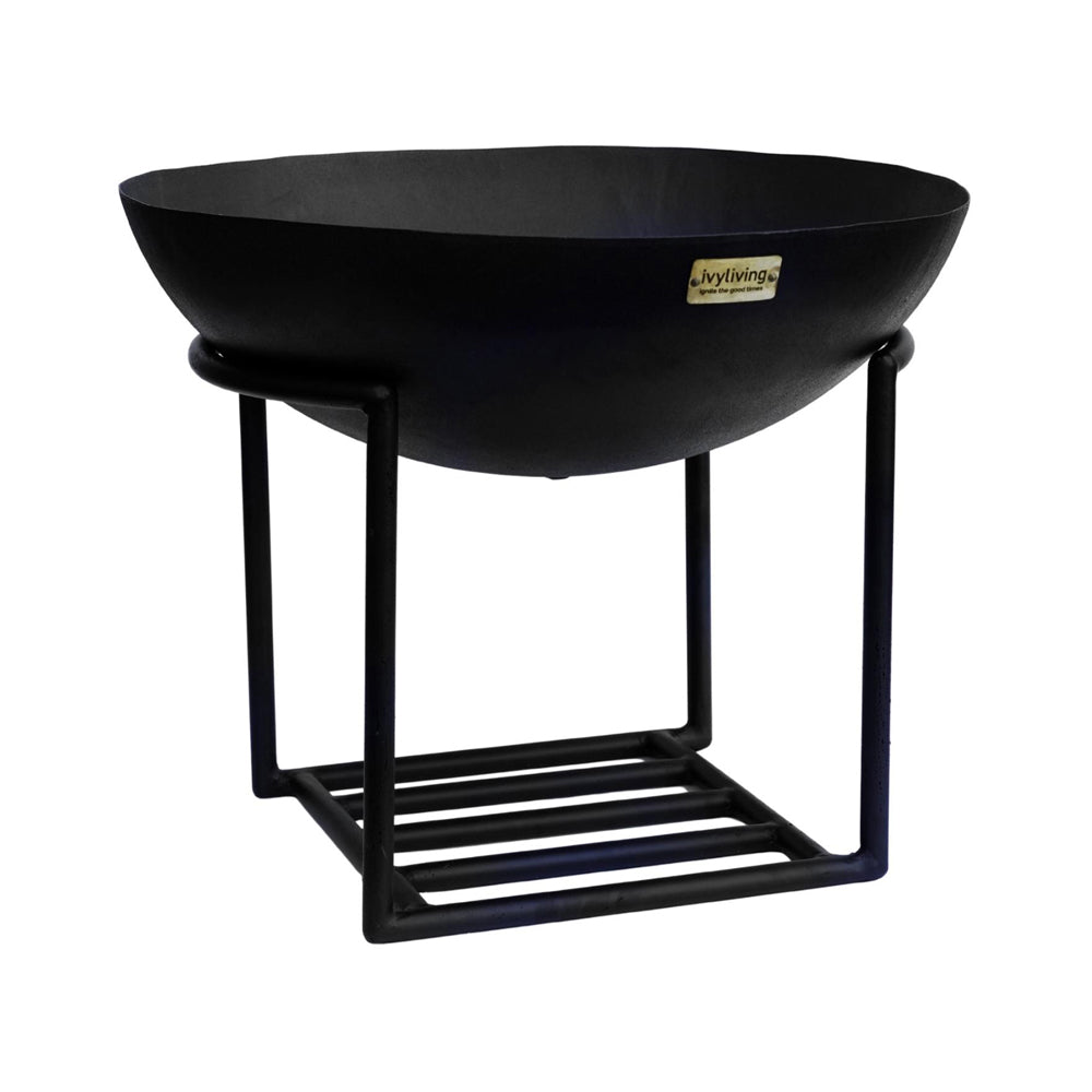 Product photograph of Ivyline Outdoor Cast Iron Fire Pit On Stand In Black Iron from Olivia's