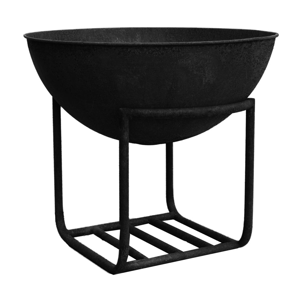 Product photograph of Ivyline Outdoor Cast Iron Fire Pit On Stand In Black Iron from Olivia's.