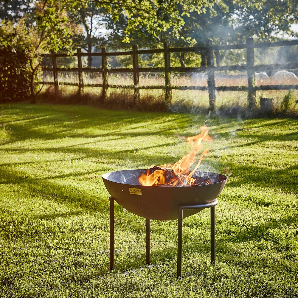 Product photograph of Ivyline Outdoor Cast Iron Fire Pit On Stand In Black Iron from Olivia's.
