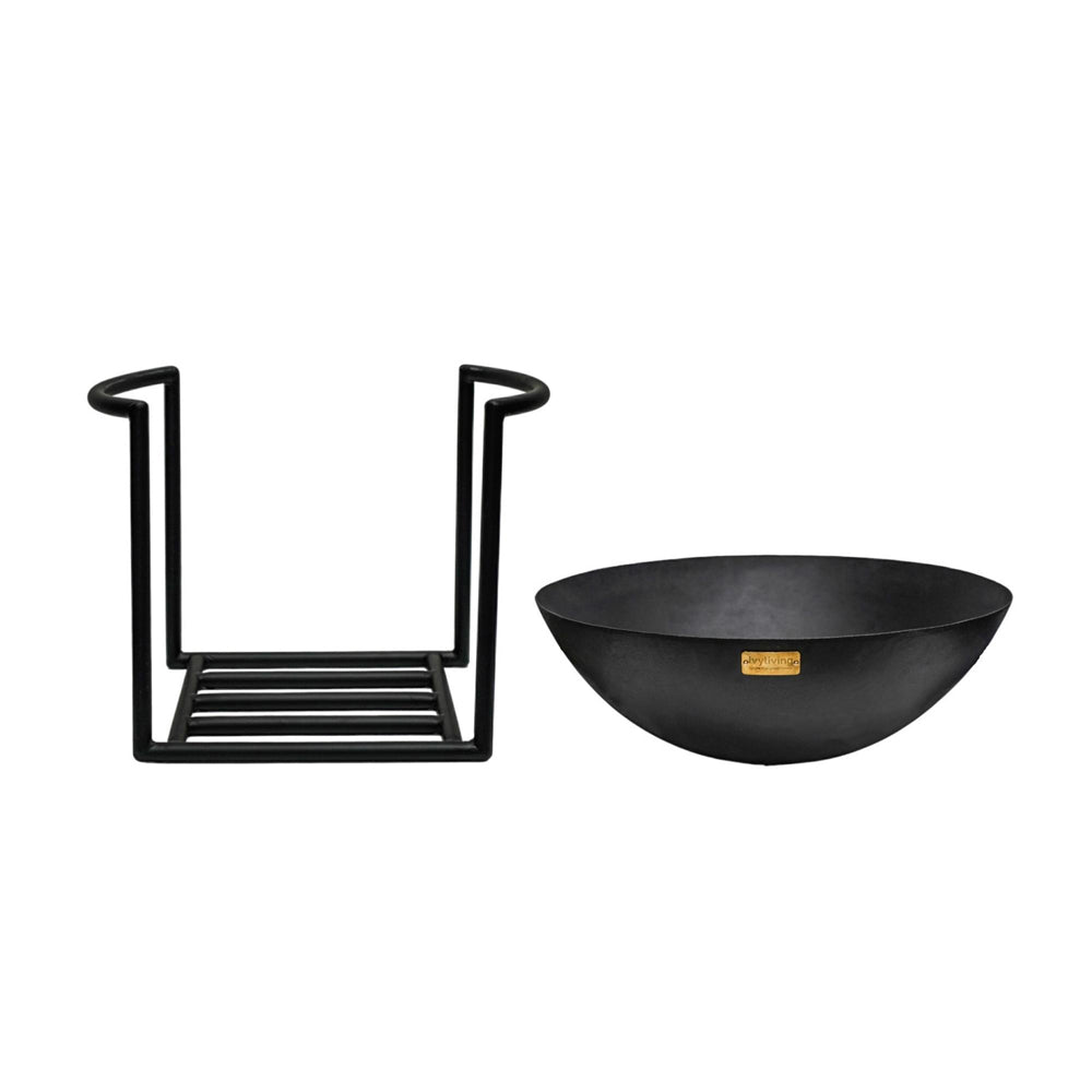 Product photograph of Ivyline Outdoor Xl Cast Iron Fire Pit In Black Iron from Olivia's.