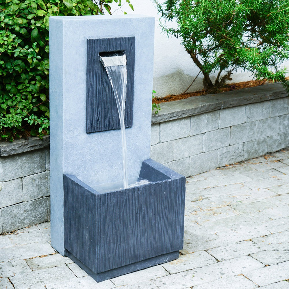 Product photograph of Ivyline Outdoor Contemporary Water Feature Cement from Olivia's.