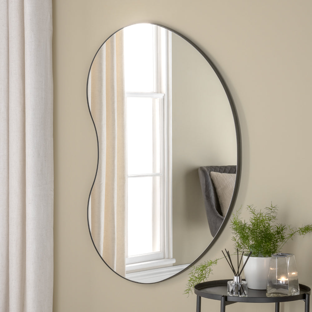 Product photograph of Olivia S Oman Pebble Wall Mirror In Black from Olivia's.