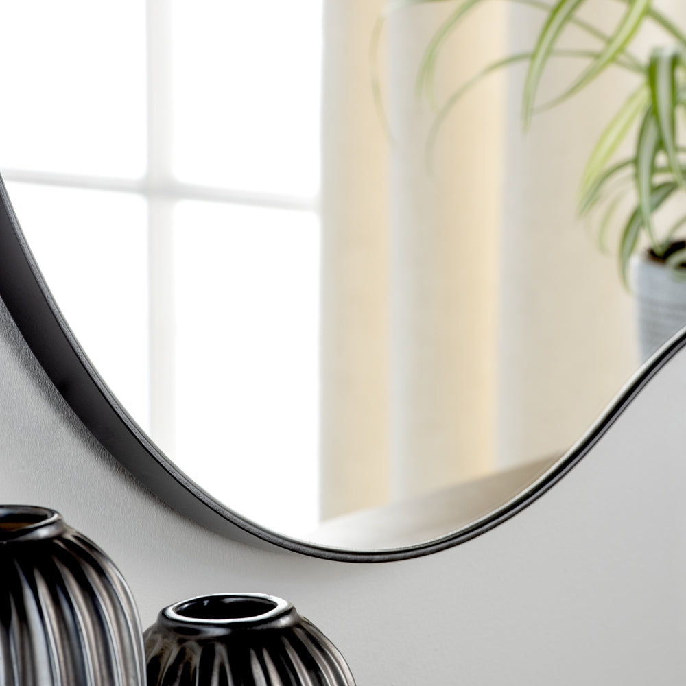 Product photograph of Olivia S Oman Pebble Wall Mirror In Black from Olivia's.