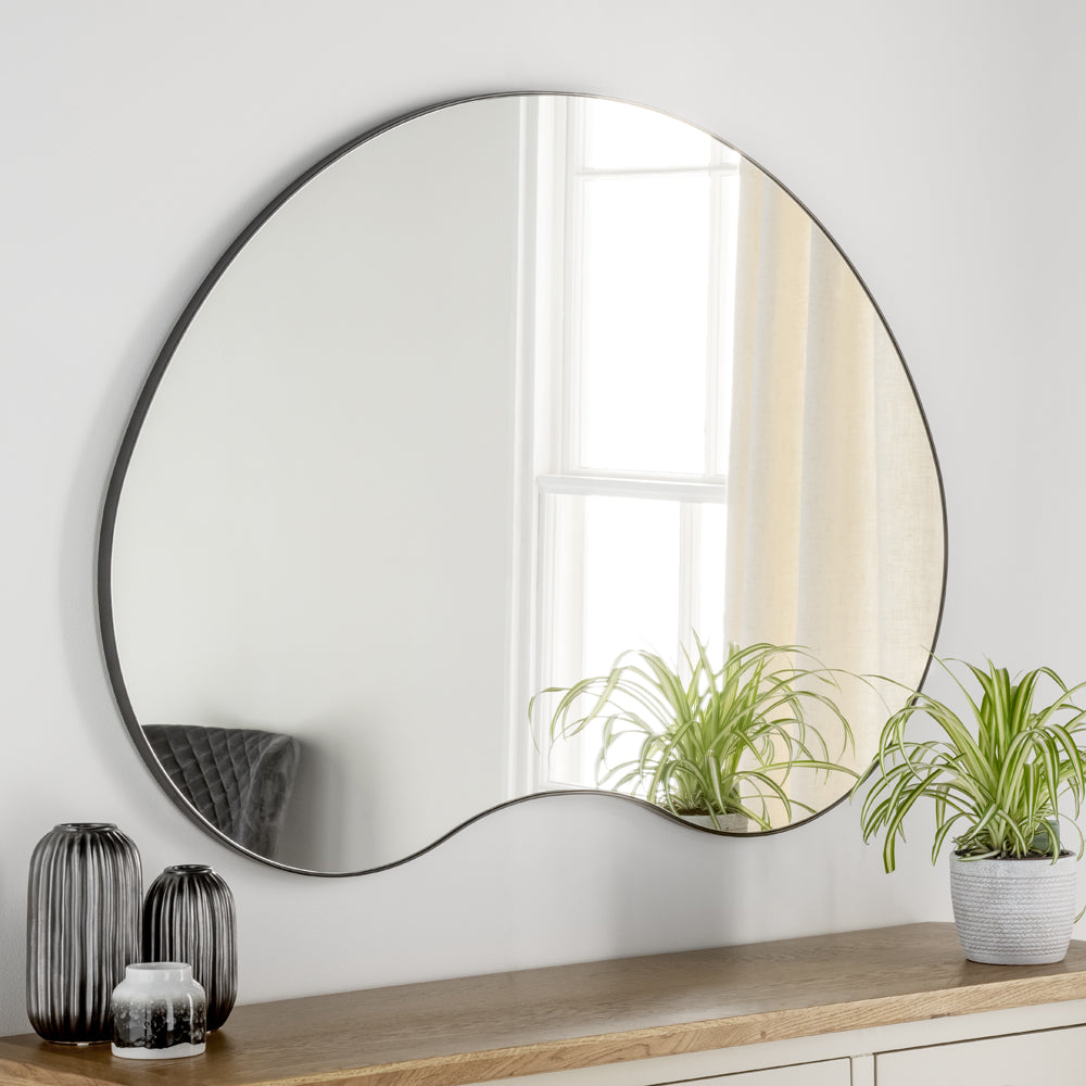 Product photograph of Olivia S Oman Pebble Wall Mirror In Black from Olivia's.