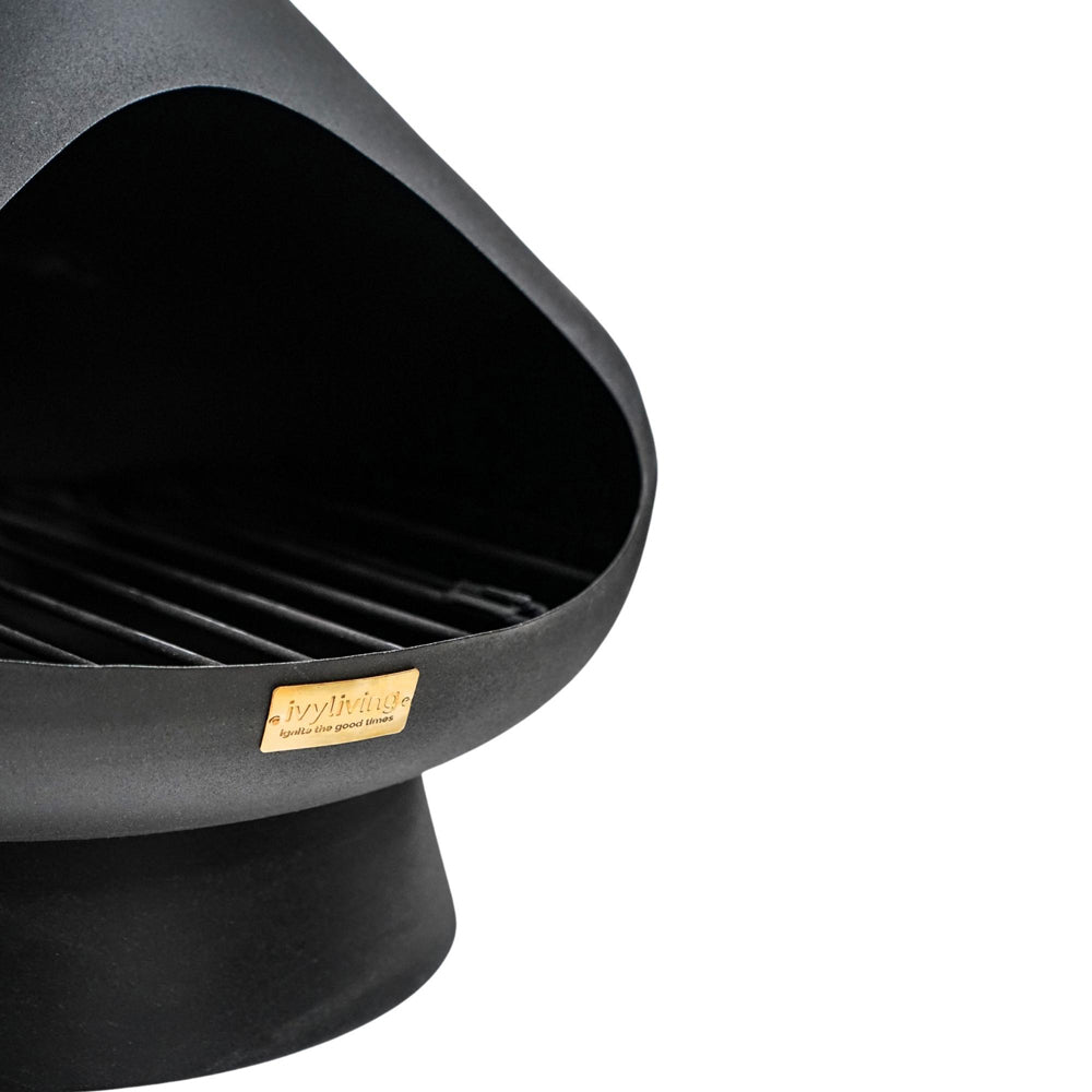 Product photograph of Ivyline Outdoor Fornax Fireplace In Matt Black from Olivia's.