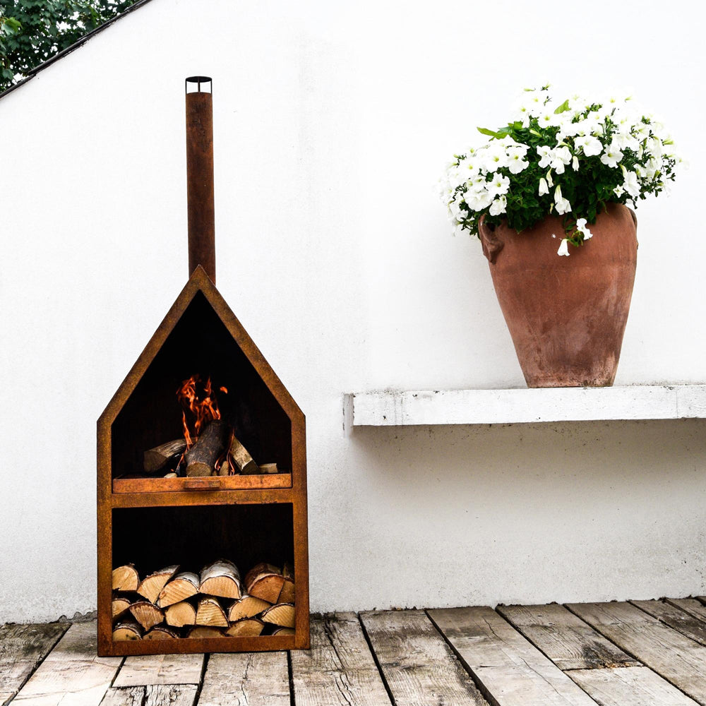 Product photograph of Ivyline Outdoor Henley Fireplace Rust With Grill Iron from Olivia's.