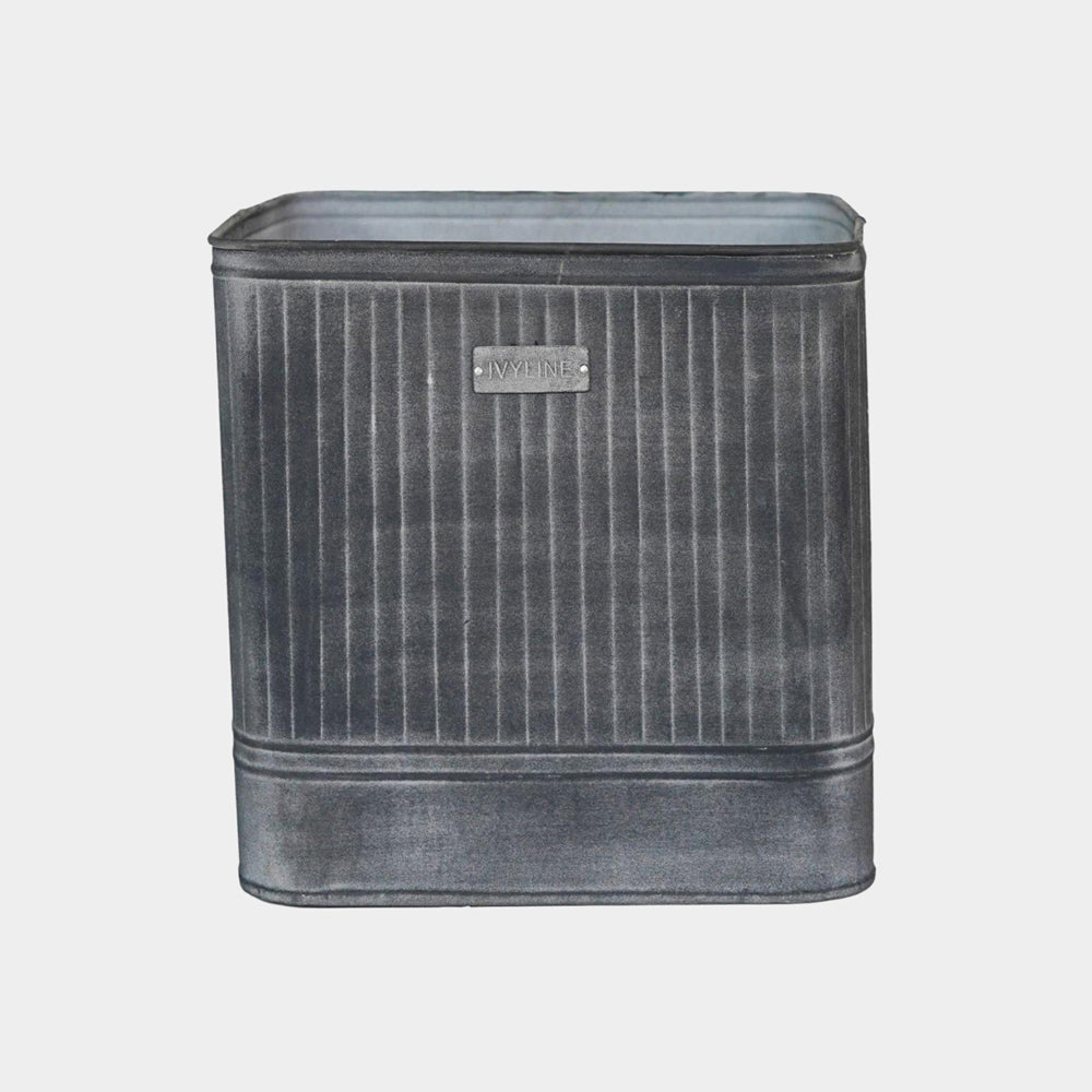 Product photograph of Ivyline Outdoor Hampton Square Galvanised Metal Planter Large from Olivia's.