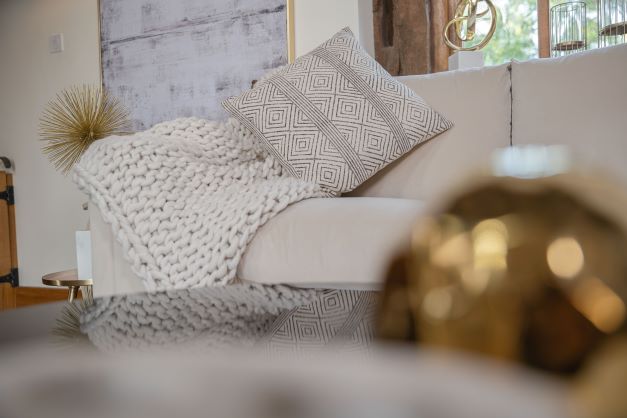 Product photograph of Light Living Knitted Cream Blanket from Olivia's.