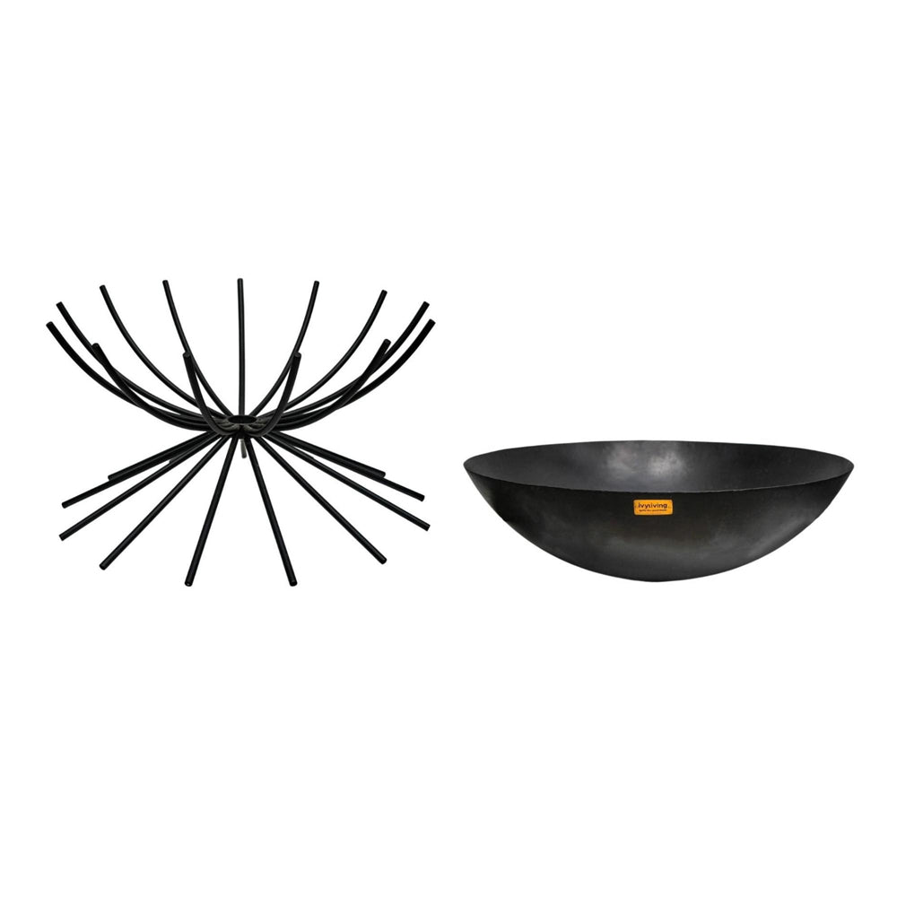 Product photograph of Ivyline Outdoor Metal Dakota Fire Pit In Black from Olivia's.