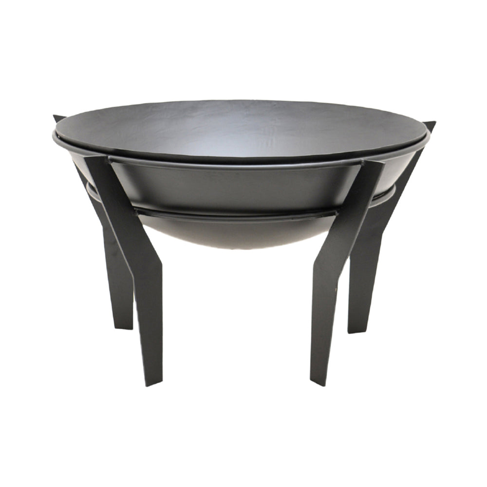 Product photograph of Ivyline Outdoor Metal Kendal Fire Pit On Stand In Black from Olivia's.