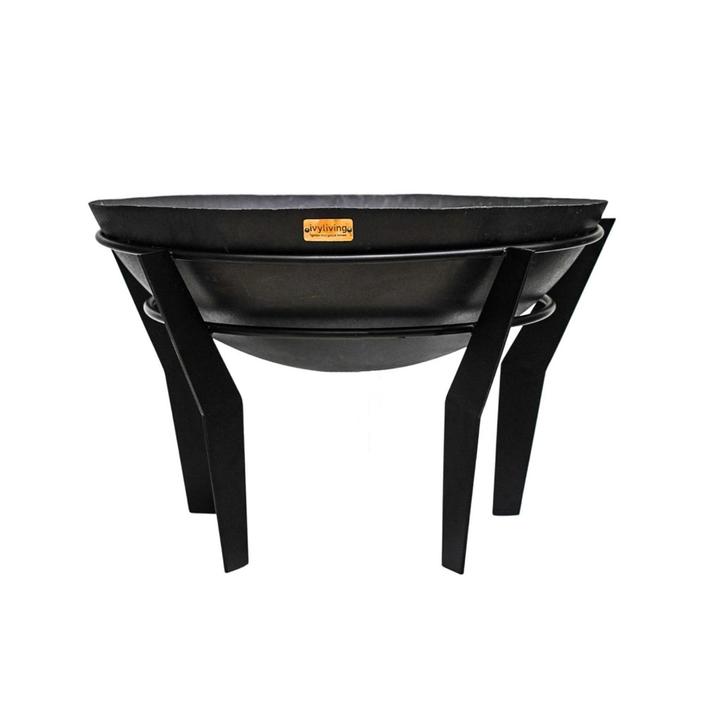 Product photograph of Ivyline Outdoor Metal Kendal Fire Pit On Stand In Black from Olivia's