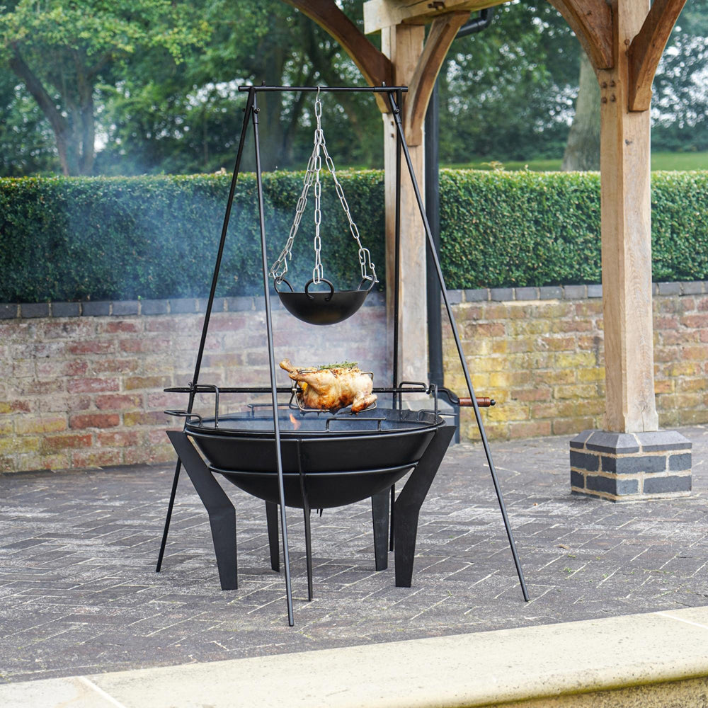 Product photograph of Ivyline Outdoor Metal Kendal Fire Pit On Stand In Black from Olivia's.