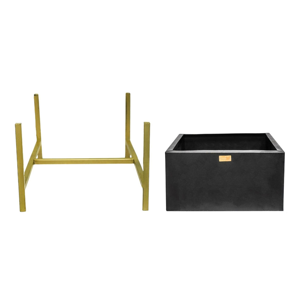 Product photograph of Ivyline Outdoor Orion Fire Pit In Matt Black Antique Gold from Olivia's.