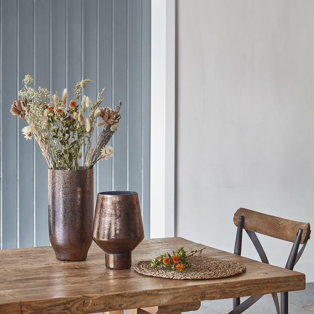 Product photograph of Ivyline Opulent Tall Curved Vase In Metallic Bronze from Olivia's.