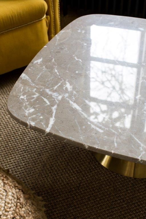 Product photograph of Gillmore Oscar White Marble Top Brass Base Square Coffee Table Small from Olivia's.