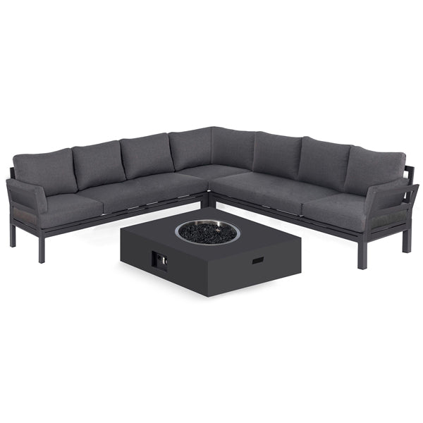 Product photograph of Maze Oslo Outdoor Corner Furniture Set With Square Gas Fire Pit In Charcoal from Olivia's