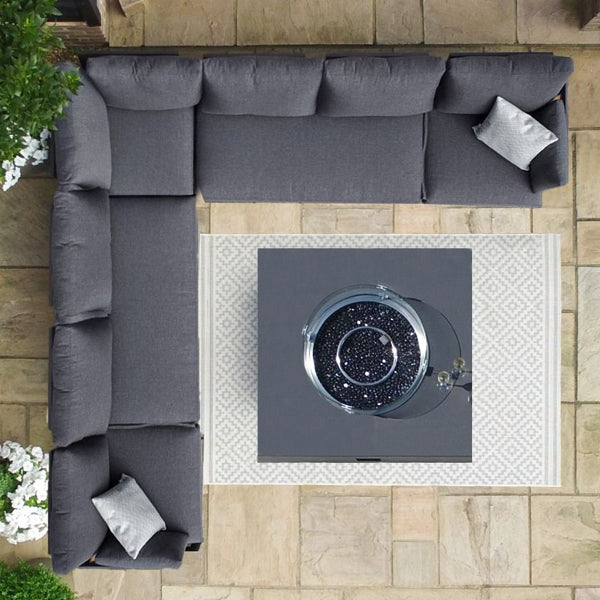 Product photograph of Maze Oslo Outdoor Corner Furniture Set With Square Gas Fire Pit In Charcoal from Olivia's.