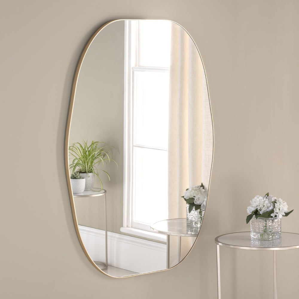 Product photograph of Olivia S Oakland Hexagonal Wall Mirror In Gold from Olivia's