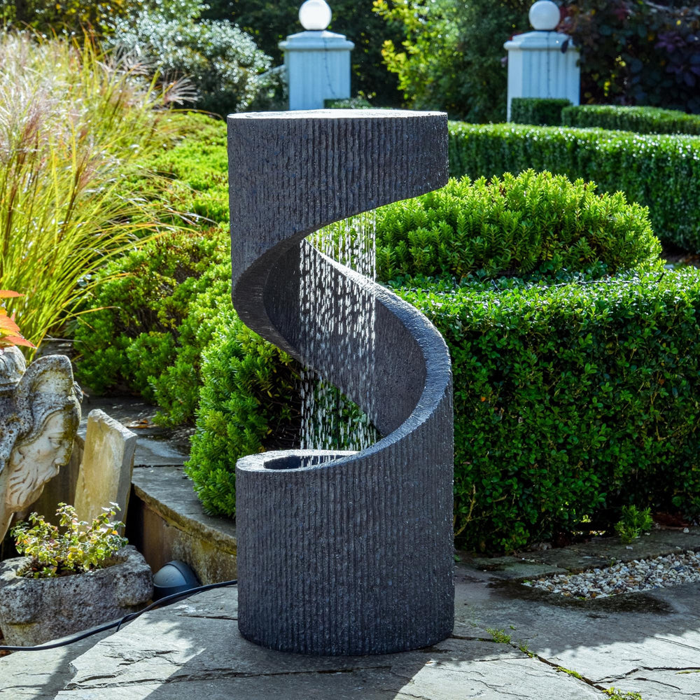 Product photograph of Ivyline Outdoor Spiral Water Feature Granite from Olivia's.