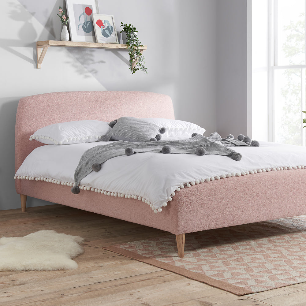 Olivias Oscar Fabric Bed In Blush Pink Double