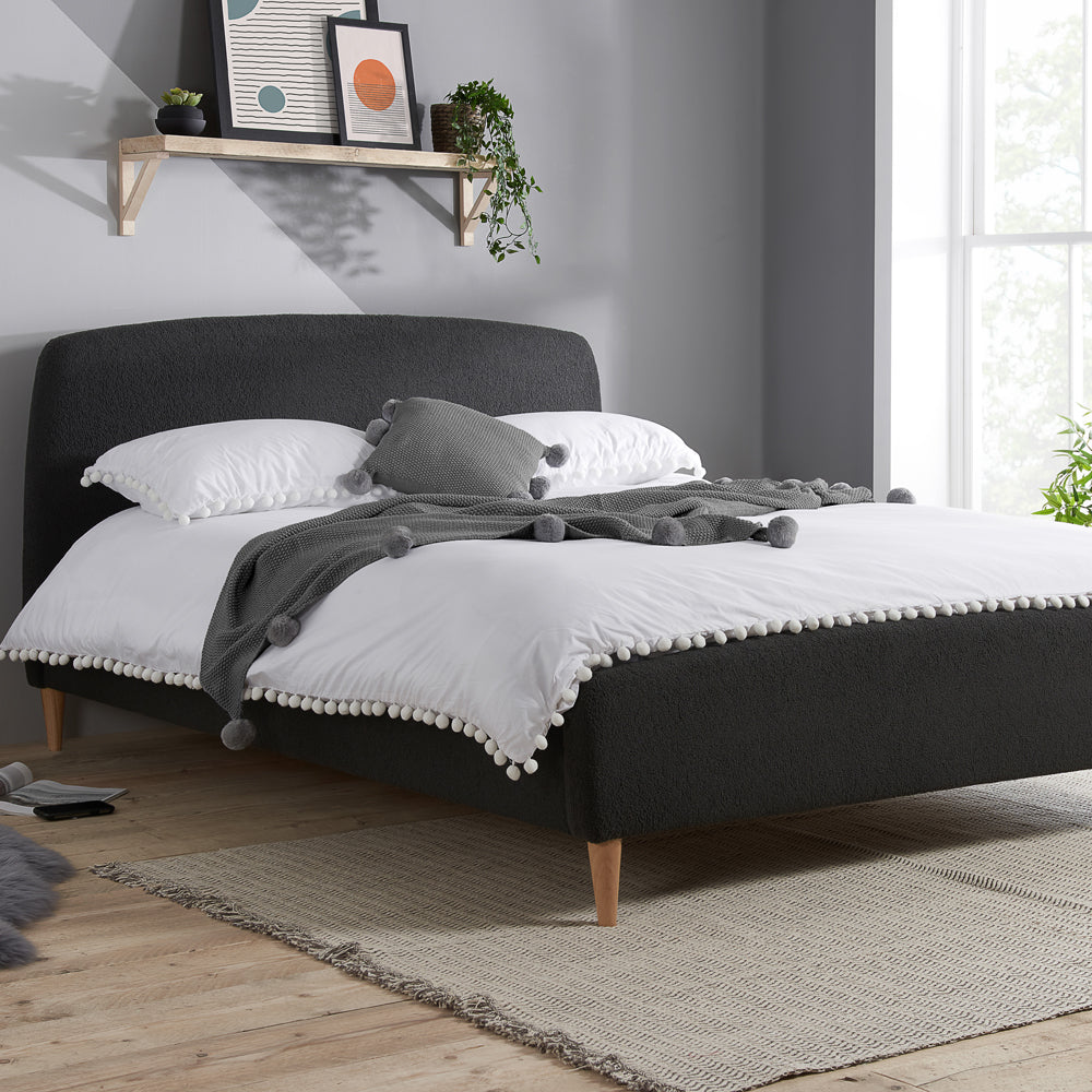 Product photograph of Olivia S Oscar Fabric Bed In Charcoal Kingsize from Olivia's.
