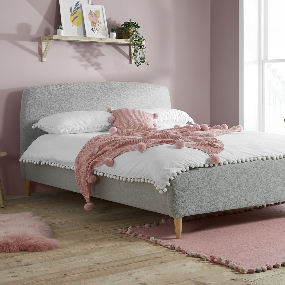 Olivias Oscar Fabric Bed In Dove Grey Double