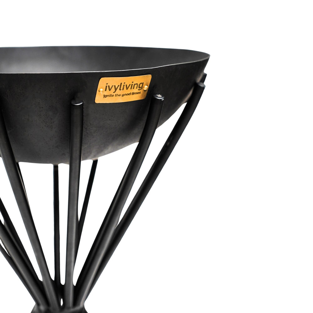 Product photograph of Ivyline Outdoor Tall Metal Dakota Fire Pit In Black from Olivia's.