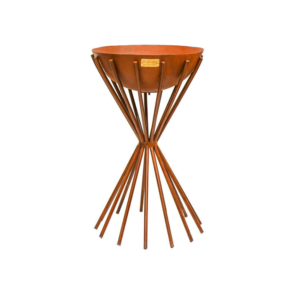 Product photograph of Ivyline Outdoor Tall Metal Dakota Fire Pit In Rust from Olivia's