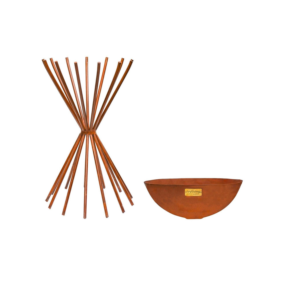 Product photograph of Ivyline Outdoor Tall Metal Dakota Fire Pit In Rust from Olivia's.