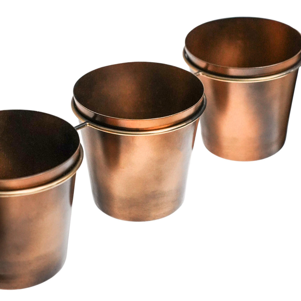 Product photograph of Ivyline Outdoor Vertical Gold Metal Wall Plant Stand With Planters Small from Olivia's.