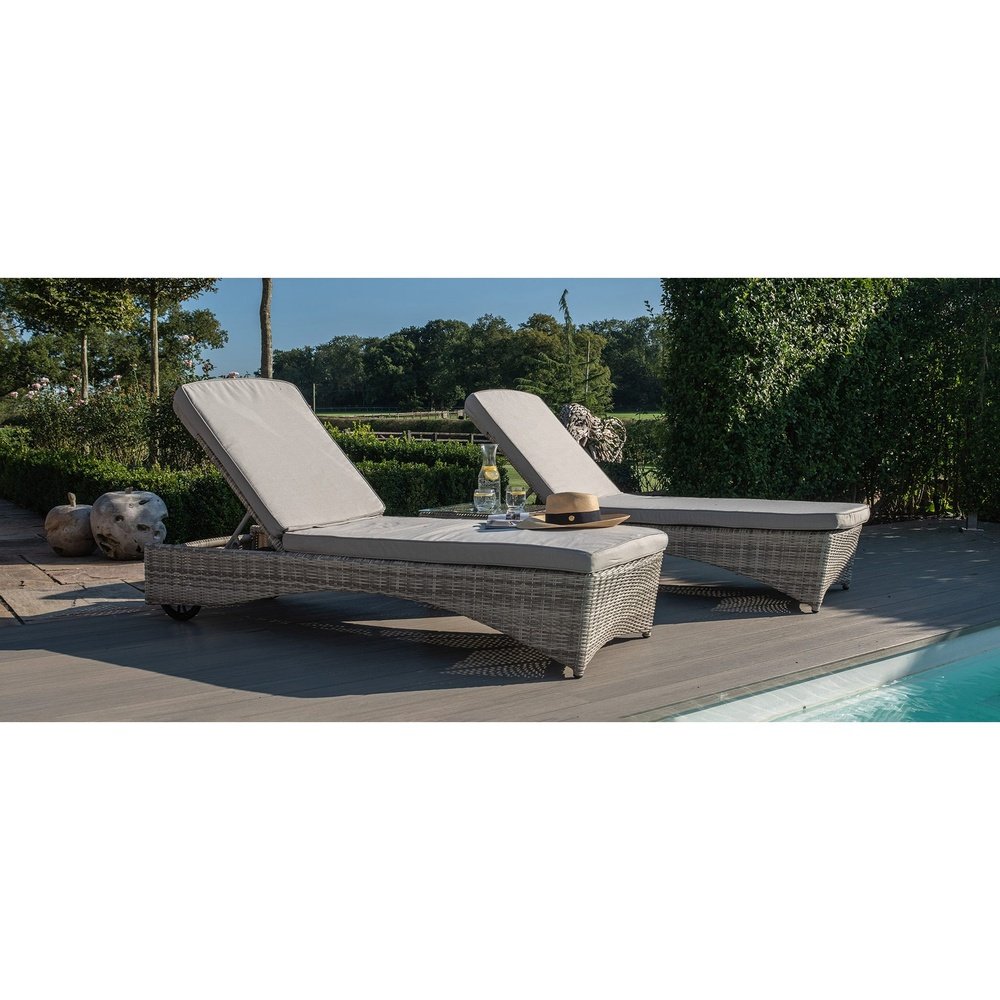 Product photograph of Maze Oxford 3pc Outdoor Lounger Set In Light Grey from Olivia's.
