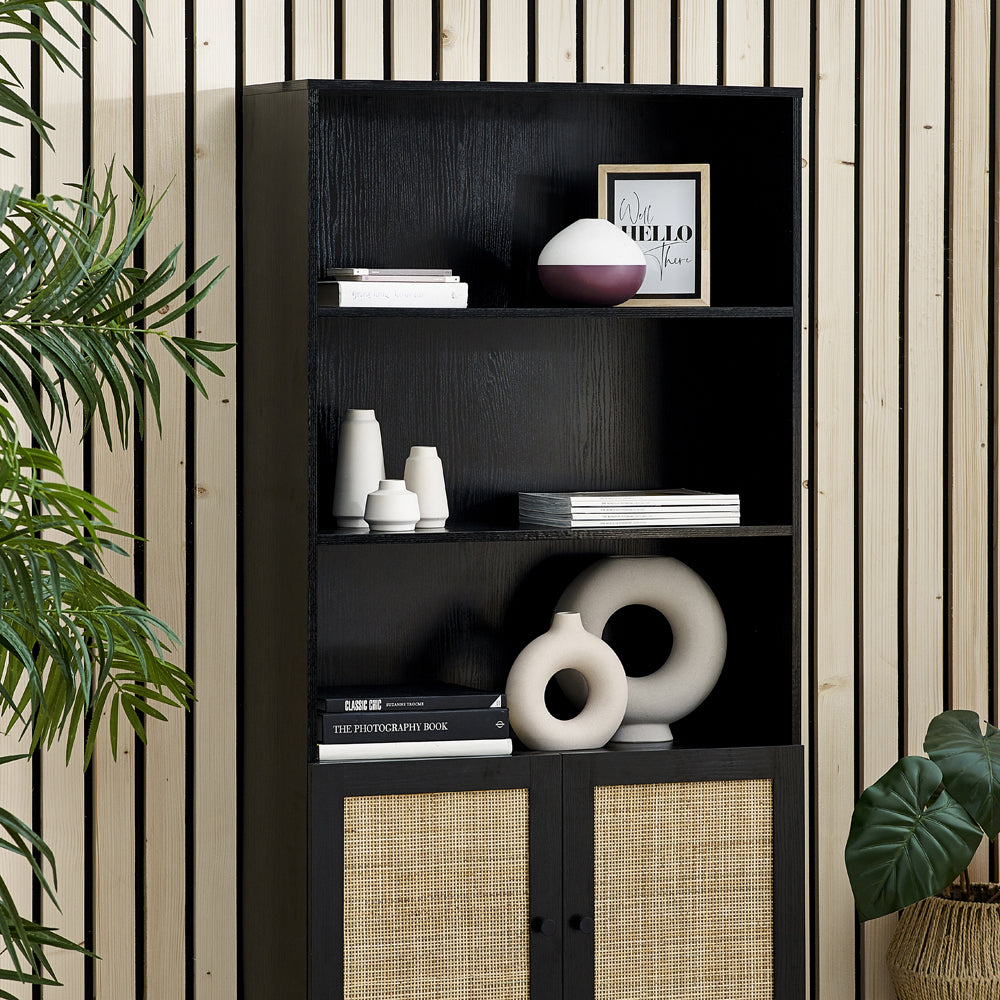 Product photograph of Olivia S Naturo Tall Bookcase In Black from Olivia's.