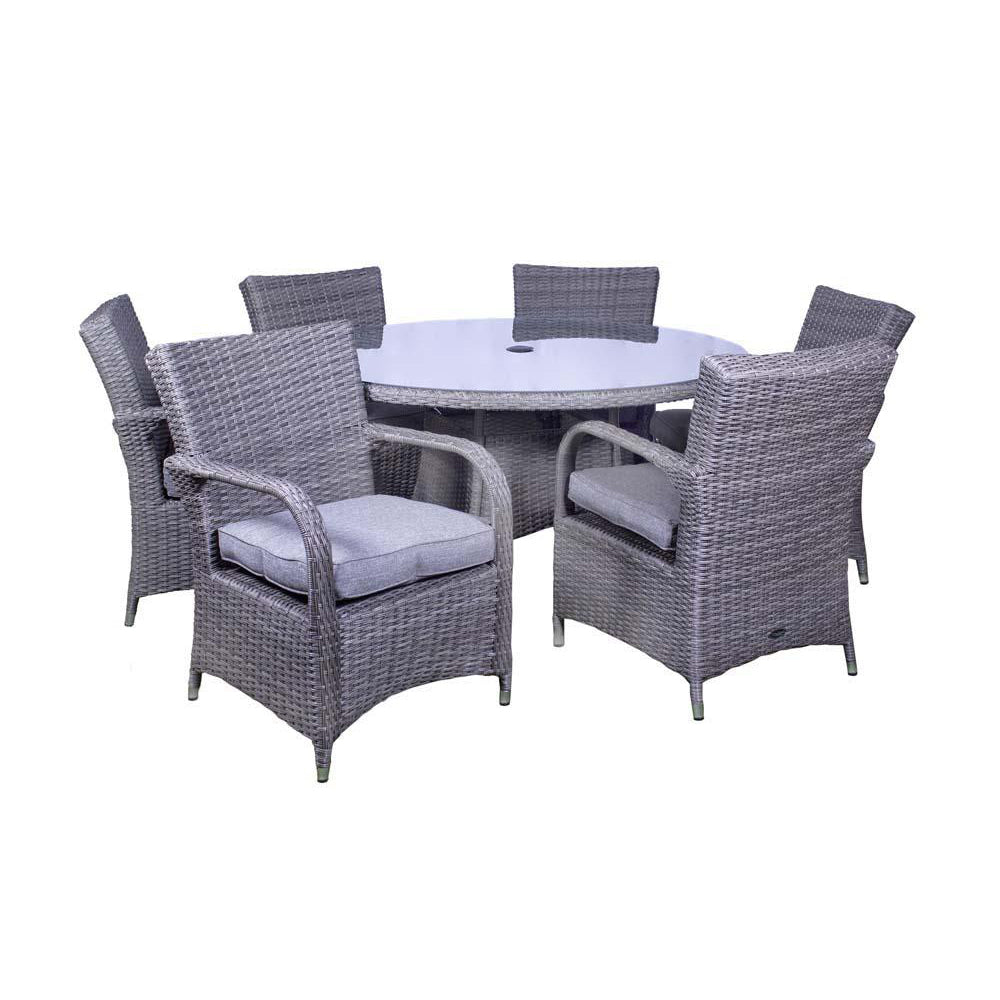 Product photograph of Olivia S 6 Seater Round Deluxe Outdoor Dining Set from Olivia's