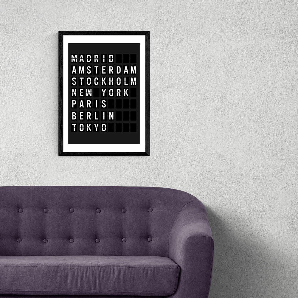 Product photograph of Arrivals Board By Rafael Farias - A3 Black Framed Art Print from Olivia's.