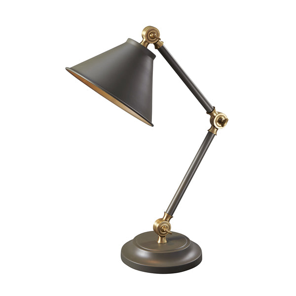 Elstead Provence Element 1 Light Table Lamp Dark Grey And Aged Brass