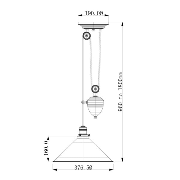 Elstead Provence 1 Light Pendant Rise and Fall Polished Nickel