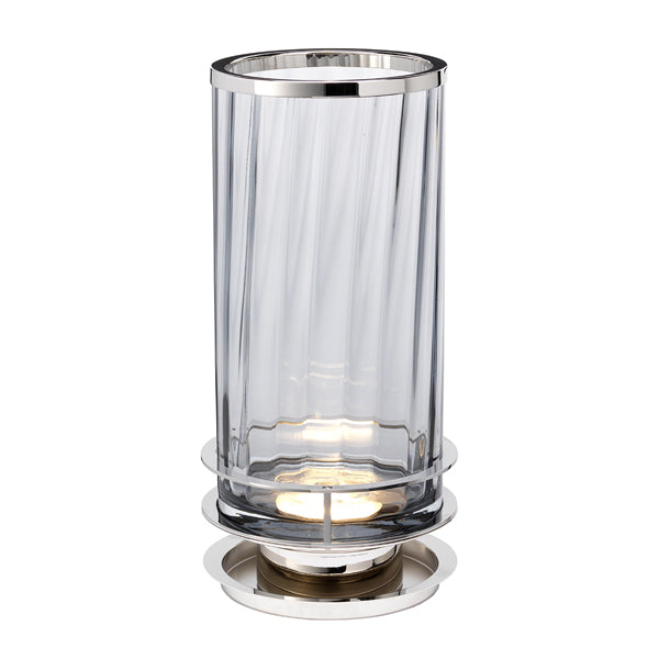 Product photograph of Quintessentiale Arno Polished Nickel And Smoke Glassware Table Lamp from Olivia's