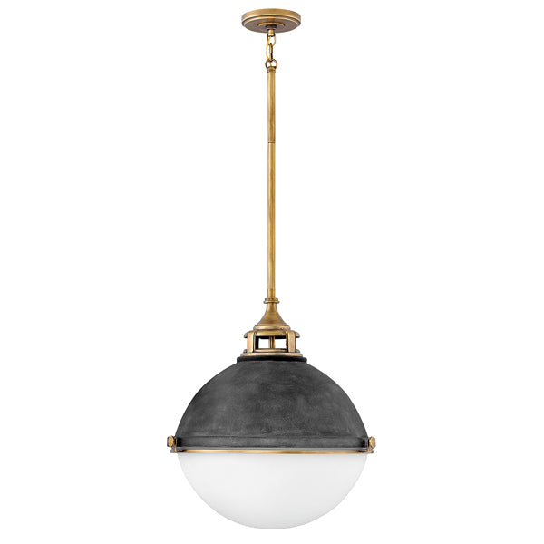 Quintessentiale Fletcher Aged Zinc With Heritage Brass 3 Light Pendant