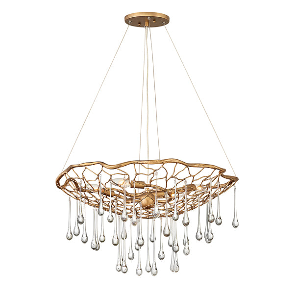 Product photograph of Quintessentiale Laguna Burnished Gold 4 Light Chandelier from Olivia's