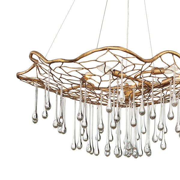 Product photograph of Quintessentiale Laguna Burnished Gold 6 Light Chandelier from Olivia's.