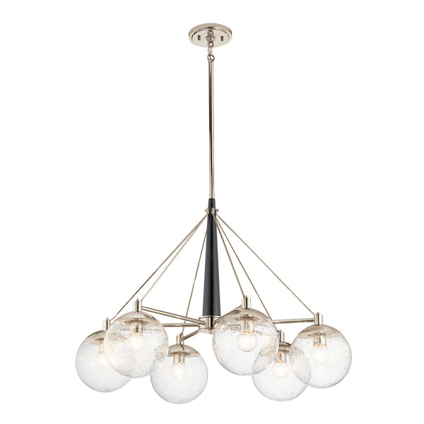 Product photograph of Quintessentiale Marilyn Polished Nickel 6 Light Chandelier from Olivia's